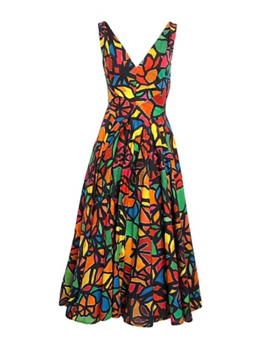 Plein Sud Multi-Color Fit & Flare V-Neck Dress